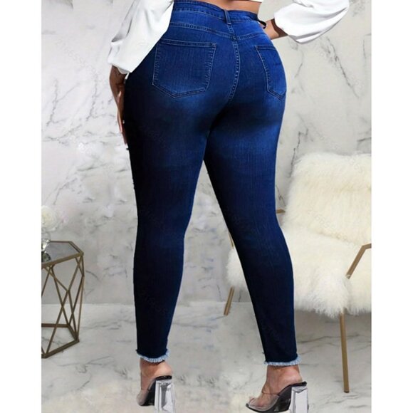 Women's High Rise Skinny Jeans Cotton Stretch Pearl Rhinestones Casual Dressy - Picture 3 of 8